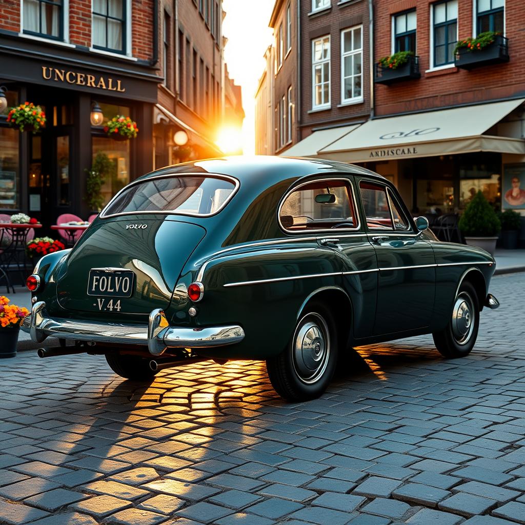 A stunning Volvo PV 544, celebrated for its classic curves and retro style, showcased in an urban setting