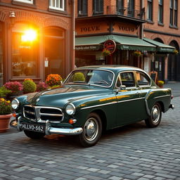 A stunning Volvo PV 544, celebrated for its classic curves and retro style, showcased in an urban setting