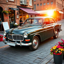 A stunning Volvo PV 544, celebrated for its classic curves and retro style, showcased in an urban setting