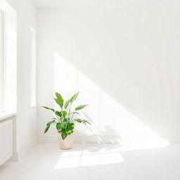 A house interior background featuring simple white walls that create a clean and bright atmosphere