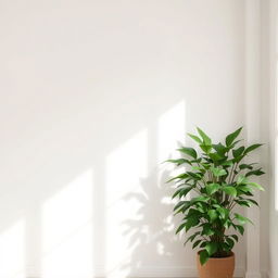 A house interior background featuring simple white walls that create a clean and fresh environment