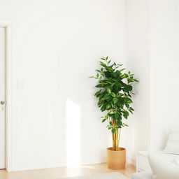 A house interior background featuring simple white walls that create a clean and fresh environment