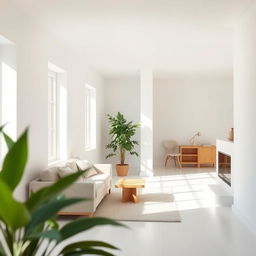 A bright and inviting house interior featuring simple white walls that provide a clean and spacious feel