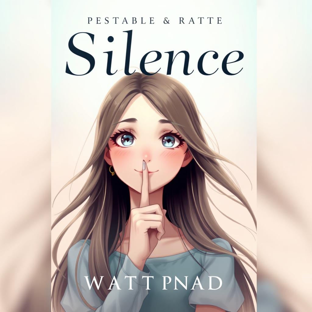 A captivating Wattpad cover featuring a girl with an expressive face, conveying a sense of silence