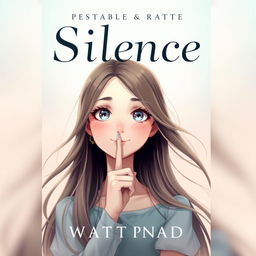 A captivating Wattpad cover featuring a girl with an expressive face, conveying a sense of silence