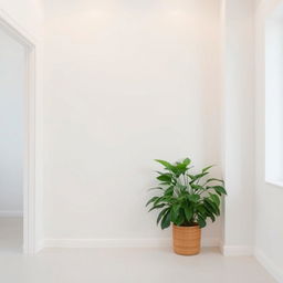 A serene house interior background featuring simple white walls that enhance the feeling of space and tranquility