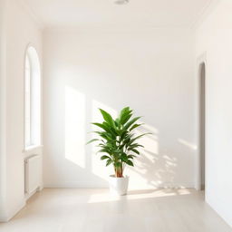 A serene house interior background featuring simple white walls that enhance the feeling of space and tranquility