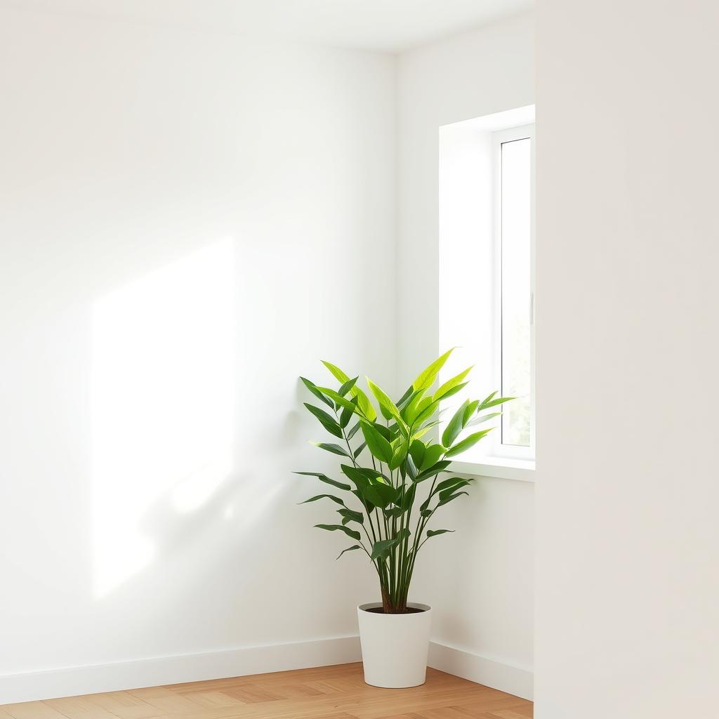 A soothing house interior background showcasing simple white walls that create a clean and bright atmosphere