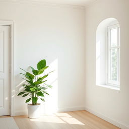 A soothing house interior background showcasing simple white walls that create a clean and bright atmosphere