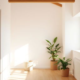 A charming house interior background characterized by simple white walls that create a bright and spacious environment