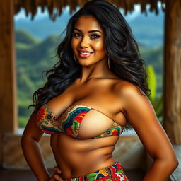 A captivating portrait of a sexy Panamanian woman, showcasing her nice figure in a sensual and provocative pose