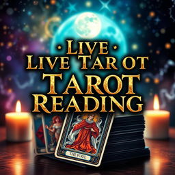 A captivating YouTube live thumbnail for the theme of Tarot by the channel 'Baralho Bocudo'