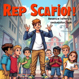 A vibrant book cover illustration depicting a confident and successful young boy, around 12 years old, standing in an empowering pose