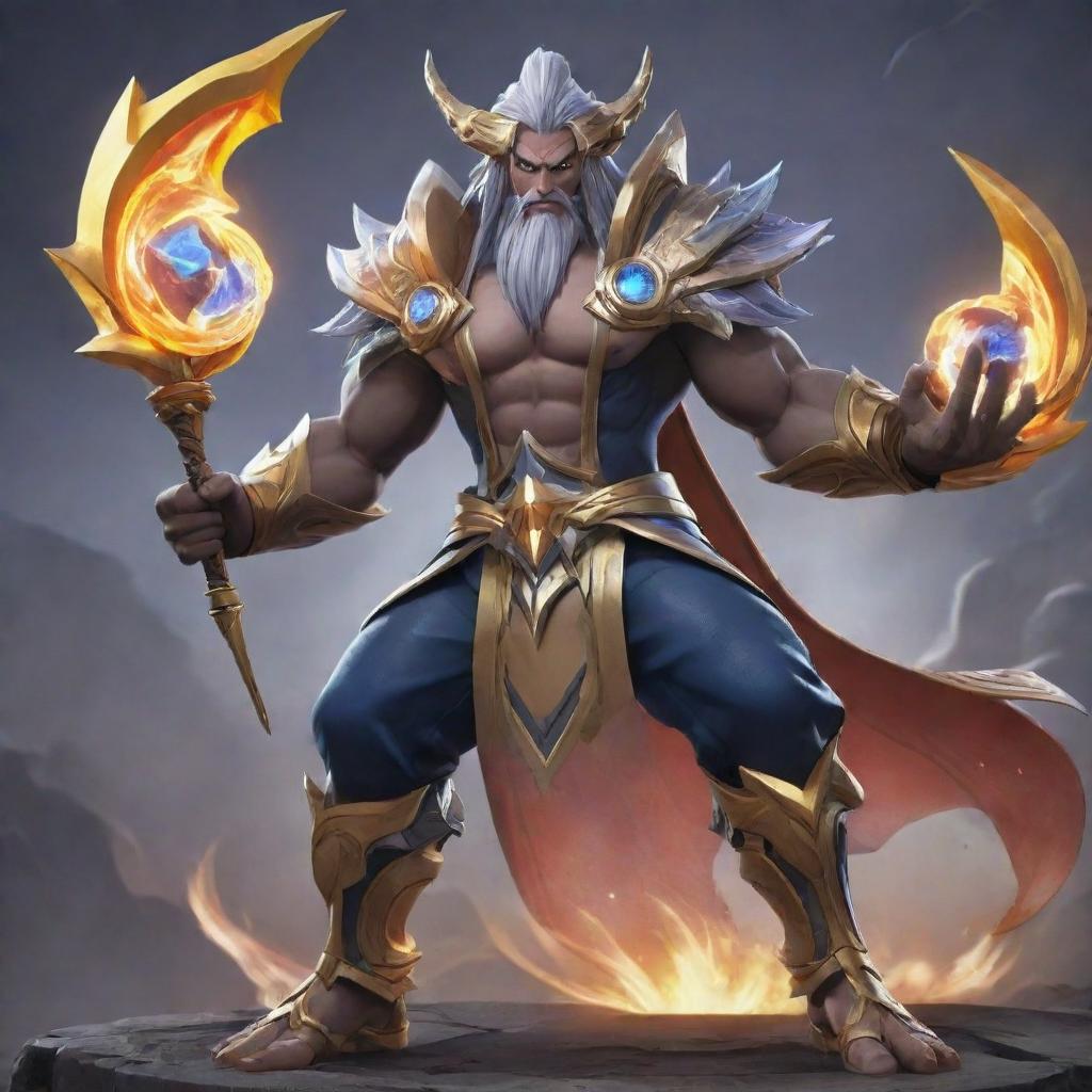 A fusion of the characters Tharz and Dyroth from the game Mobile Legends. This hybrid character blends the distinct visual elements of both characters in a cohesive and striking design.