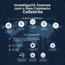 A detailed infographic illustrating the concept of Cellebrite within the context of forensic investigation