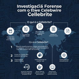 A detailed infographic illustrating the concept of Cellebrite within the context of forensic investigation