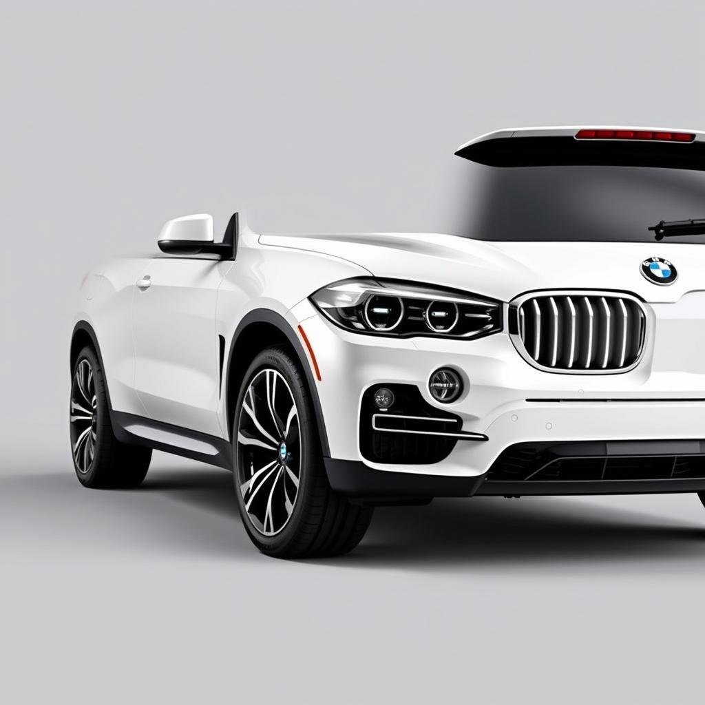 A stunning BMW X5 in a shiny white finish, featuring sleek black wheels that create a striking contrast against the vehicle's exterior