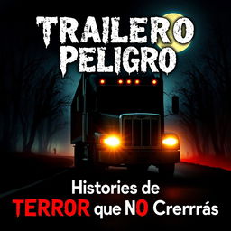 A captivating thumbnail for a YouTube video titled 'Trailero en Peligro | Historias de TERROR que NO Creerás'