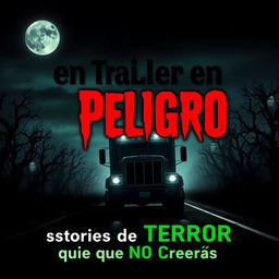 A captivating thumbnail for a YouTube video titled 'Trailero en Peligro | Historias de TERROR que NO Creerás'