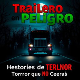 A captivating thumbnail for a YouTube video titled 'Trailero en Peligro | Historias de TERROR que NO Creerás'