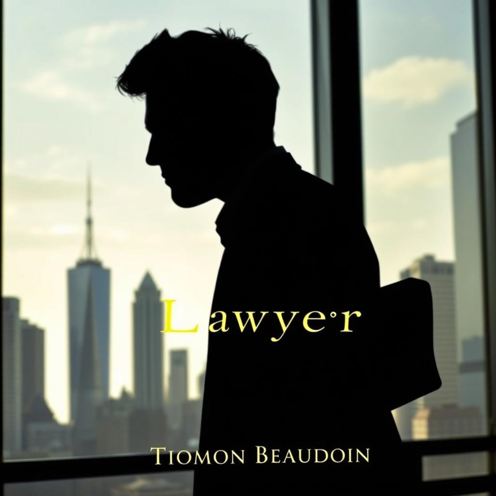 A book cover featuring a dramatic silhouette of a young lawyer resembling Thomas Beaudoin, standing confidently in the shade