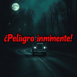 A full-screen captivating thumbnail for a YouTube video titled 'Trailero en Peligro | Historias de TERROR que NO Creerás'