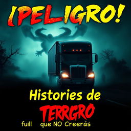 An eye-catching YouTube thumbnail for the video titled 'Trailero en Peligro | Historias de TERROR que NO Creerás'