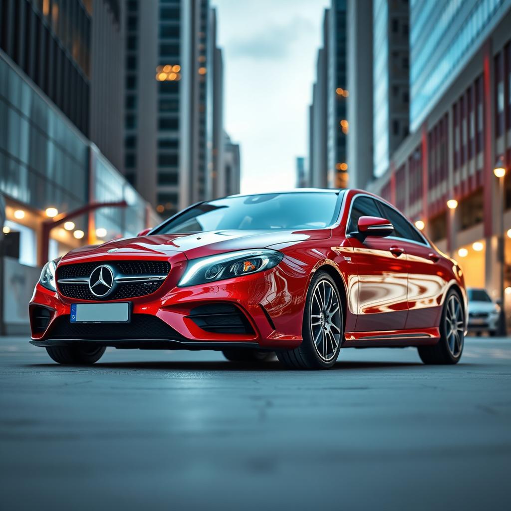 A sleek, stunning Mercedes-Benz CLE car in a vibrant red color, capturing its luxurious design and modern features