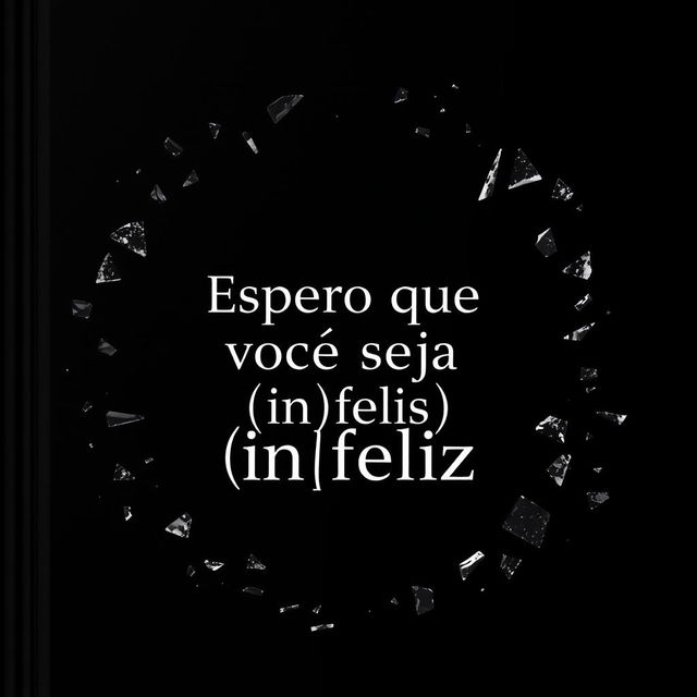 A dark cover design featuring the title 'Espero que você seja (in)feliz' prominently displayed in the center