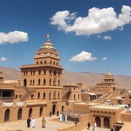 A stunning representation of traditional Yemeni architecture, showcasing intricate designs and unique features