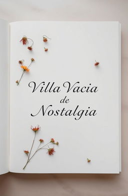 A simple yet elegant book cover for a poetry collection titled "Villa Vacía de Nostalgia"