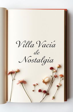 A simple yet elegant book cover for a poetry collection titled "Villa Vacía de Nostalgia"