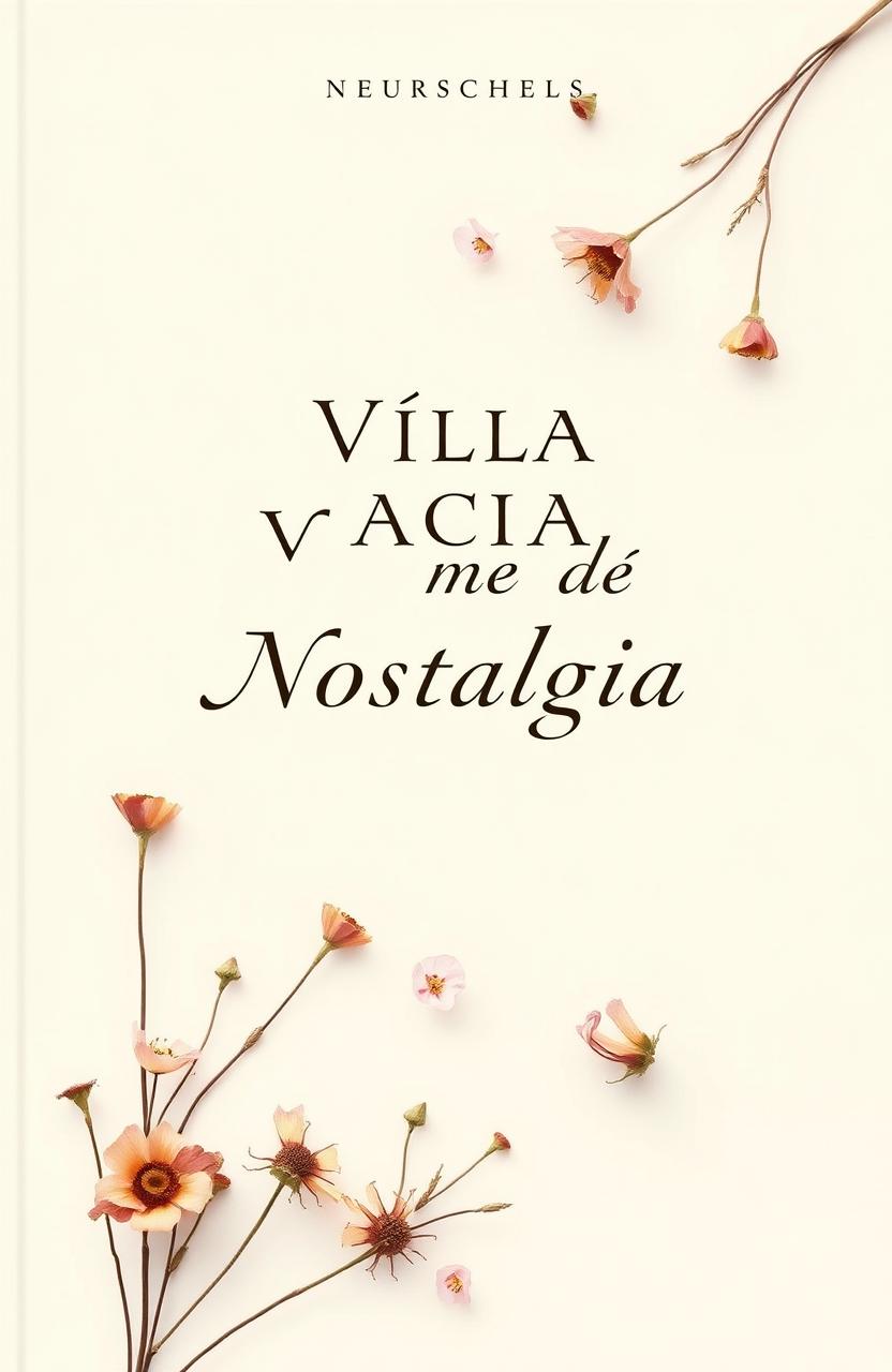 A simple yet elegant book cover for a poetry collection titled "Villa Vacía de Nostalgia"