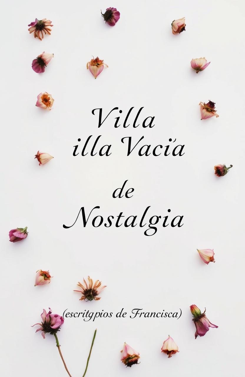 A simple book cover for a poetry collection titled 'Villa Vacía de Nostalgia'