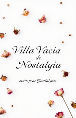 A simple book cover for a poetry collection titled 'Villa Vacía de Nostalgia'