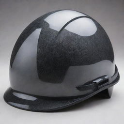 A detailed molecular structure of a safety hard helmet consisting of the following labeled layers: the top and bottom layers made of carbon fiber, sandwiching a layer of paper, all enveloped in epoxy resin.