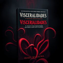 A captivating book cover for a collection of psychological and cosmic horror chronicles titled "Visceralidades" by Daniel Barauna