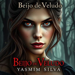 A captivating book cover for 'Beijo de Veludo' by Yasmim Silva