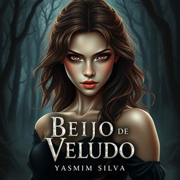 A captivating book cover for 'Beijo de Veludo' by Yasmim Silva