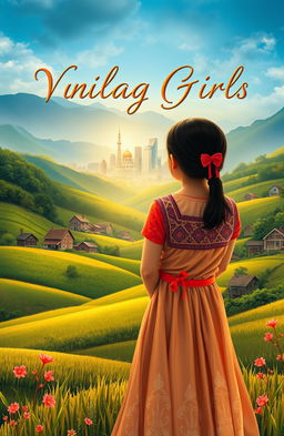 A captivating book cover design illustrating the transformative journey of a young village girl as she ventures into the city in search of her fortune