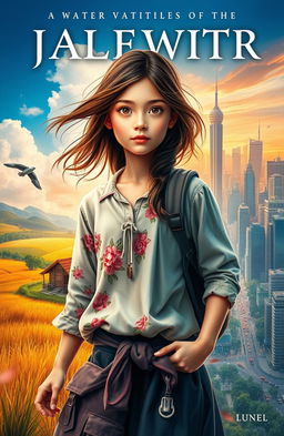 A captivating novel cover depicting the metamorphosis of a young village girl as she ventures into the city