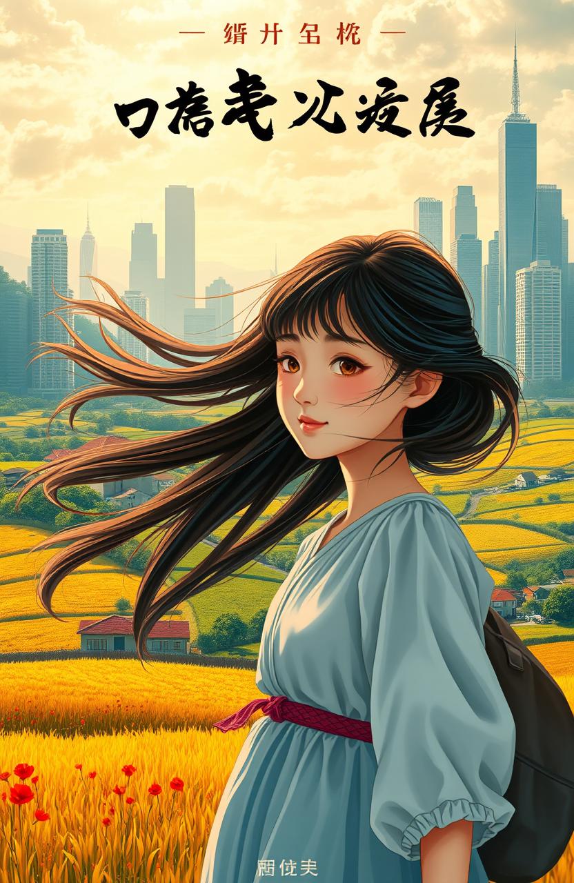 A novel cover depicting the metamorphosis of a young village girl as she ventures into the city