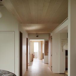 An expansive hall linking three bedrooms on a double-storey house with dimensions 12x32