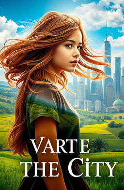 A captivating novel cover depicting the transformational journey of a young village girl venturing into the city