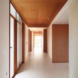 An expansive hall linking three bedrooms on a double-storey house with dimensions 12x32