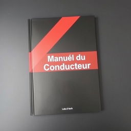 A sleek black book cover featuring a diagonal red stripe across the front, prominently displaying the title 'Manuel du Conducteur' in a bold font within the red stripe