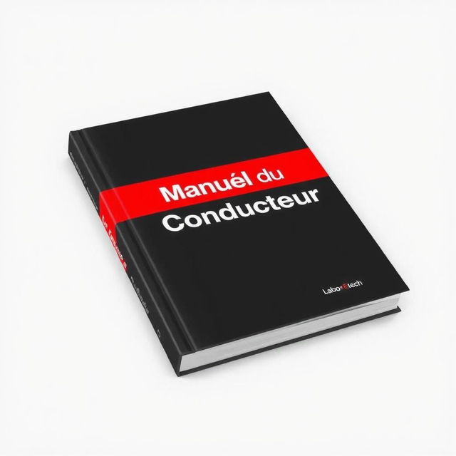 A sleek black book cover featuring a diagonal red stripe across the front, prominently displaying the title 'Manuel du Conducteur' in a bold font within the red stripe