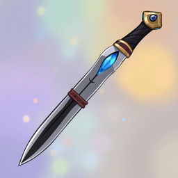 A delightful cartoon-style illustration of the Misty Step dagger, featuring a slender blade made of obsidian