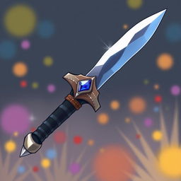 A delightful cartoon-style illustration of the Misty Step dagger, featuring a slender blade made of obsidian