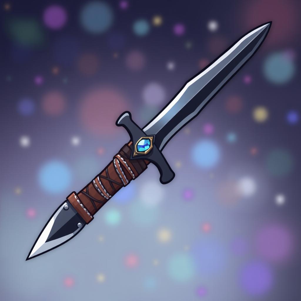 A playful cartoon-style illustration of a dagger featuring a slender blade made of obsidian